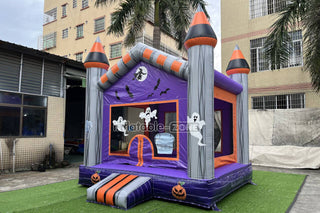 Spooky Halloween Haunted House Happy Hop Bouncy Castle Inflatable Ghost Pumpkin Jumping Bouncer Party