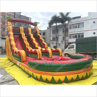 Sunny Fun Inflatable Water Slide Commercial Grade Inflatable Double Water Slide With Splash Pool