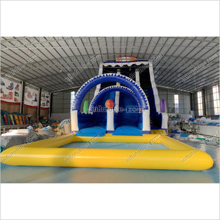 Commercial Inflatable Surf Boards Inflatable Water Slides Giant Moonwalk Water Slide With Inflatable Pool