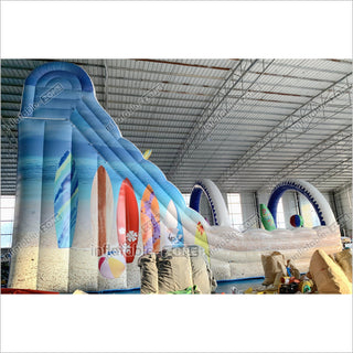 Commercial Inflatable Surf Boards Inflatable Water Slides Giant Moonwalk Water Slide With Inflatable Pool