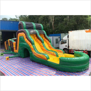 Outdoor Swimming Pool Inflatable Obstacle Course Challenge Race Interactive Large Inflatable Game Obstacle With Slide