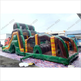 Outdoor Swimming Pool Inflatable Obstacle Course Challenge Race Interactive Large Inflatable Game Obstacle With Slide