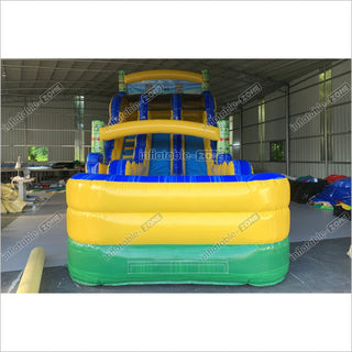 Tiki Shot Waterslide Mega Dual Lane Inflatable Slip And Slide Happy Hop Jumping Castle Swimming Pool