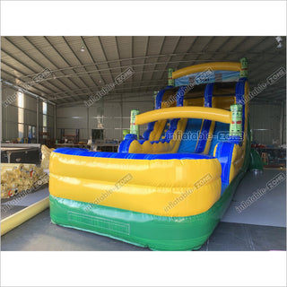 Tiki Shot Waterslide Mega Dual Lane Inflatable Slip And Slide Happy Hop Jumping Castle Swimming Pool