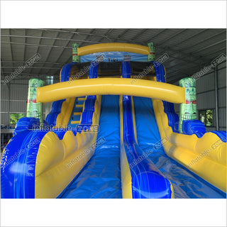 Tiki Shot Waterslide Mega Dual Lane Inflatable Slip And Slide Happy Hop Jumping Castle Swimming Pool