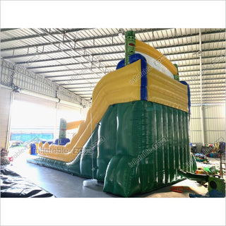 Tiki Shot Waterslide Mega Dual Lane Inflatable Slip And Slide Happy Hop Jumping Castle Swimming Pool