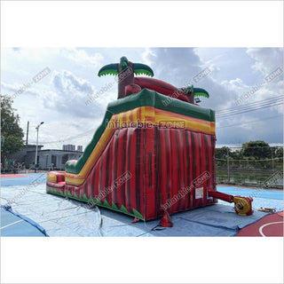 Tropical Dual Lane Water Slide Inflatable Play Center Adult Blow Up Waterslide Inflatable Pool Playground