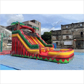 Tropical Dual Lane Water Slide Inflatable Play Center Adult Blow Up Waterslide Inflatable Pool Playground