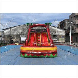 Tropical Dual Lane Water Slide Inflatable Play Center Adult Blow Up Waterslide Inflatable Pool Playground