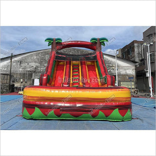 Tropical Dual Lane Water Slide Inflatable Play Center Adult Blow Up Waterslide Inflatable Pool Playground