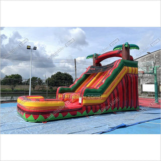 Tropical Dual Lane Water Slide Inflatable Play Center Adult Blow Up Waterslide Inflatable Pool Playground