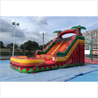 Tropical Dual Lane Water Slide Inflatable Play Center Adult Blow Up Waterslide Inflatable Pool Playground