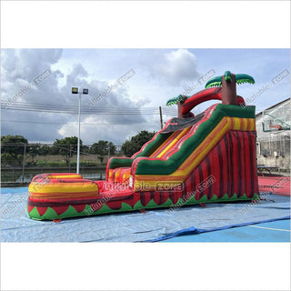 Tropical Dual Lane Water Slide Inflatable Play Center Adult Blow Up Waterslide Inflatable Pool Playground