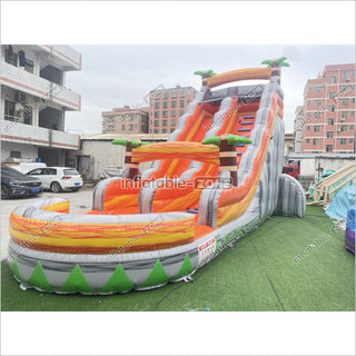 Tropical Inflatable Water Slide With Splash Pool Large Commerical Outdoor Lava Water Slide