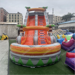 Tropical Inflatable Water Slide With Splash Pool Large Commerical Outdoor Lava Water Slide