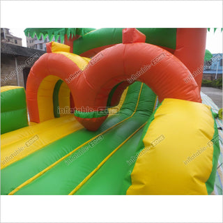 Tropical Obstacle Course Jumper Rental Inflatable Fun Run Assault Course Bouncy Castle For Sale