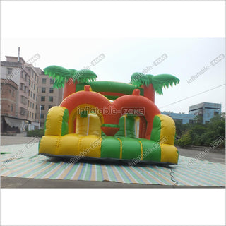 Tropical Obstacle Course Jumper Rental Inflatable Fun Run Assault Course Bouncy Castle For Sale