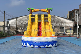 Tropical Wave Water Slide Party Jumper Rental Commercial Playground Equipment Inflatable Water Slide Into Pool