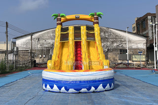 Tropical Wave Water Slide Party Jumper Rental Commercial Playground Equipment Inflatable Water Slide Into Pool