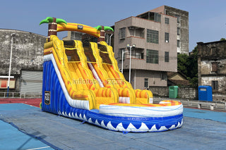 Tropical Wave Water Slide Party Jumper Rental Commercial Playground Equipment Inflatable Water Slide Into Pool