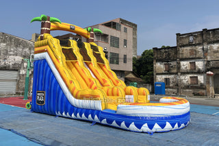 Tropical Wave Water Slide Party Jumper Rental Commercial Playground Equipment Inflatable Water Slide Into Pool