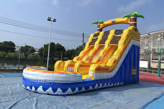 Tropical Wave Water Slide Party Jumper Rental Commercial Playground Equipment Inflatable Water Slide Into Pool