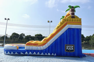 Tropical Wave Water Slide Party Jumper Rental Commercial Playground Equipment Inflatable Water Slide Into Pool