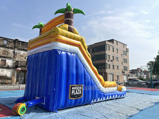 Tropical Wave Water Slide Party Jumper Rental Commercial Playground Equipment Inflatable Water Slide Into Pool