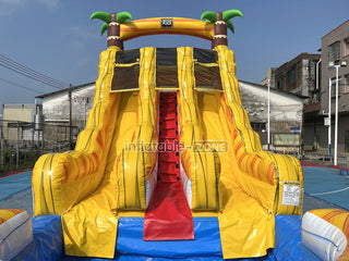 Tropical Wave Water Slide Party Jumper Rental Commercial Playground Equipment Inflatable Water Slide Into Pool