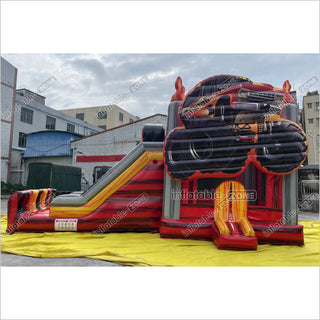 Outdoor Inflatable 3D Monster Truck Bounce Slide Combo Inflatable Jump House Bouncy Castle Double Slide