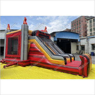 Outdoor Inflatable 3D Monster Truck Bounce Slide Combo Inflatable Jump House Bouncy Castle Double Slide