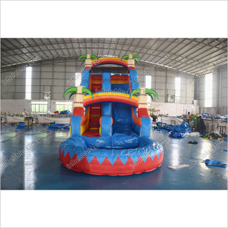 Palm Paradise Inflatable Water Slide Tropical Single Lane Wet Dry Waterslide Inflatable Pool