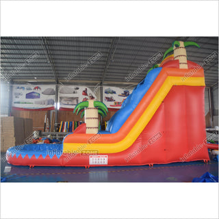 Palm Paradise Inflatable Water Slide Tropical Single Lane Wet Dry Waterslide Inflatable Pool