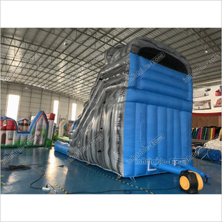 Commercial Indoor Wavy Marble Water Slide Kids Large Inflatable Wet Dry Water Slide With Swimming Pool