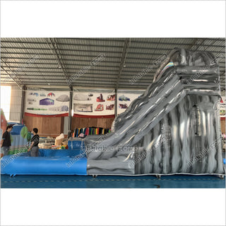 Commercial Indoor Wavy Marble Water Slide Kids Large Inflatable Wet Dry Water Slide With Swimming Pool