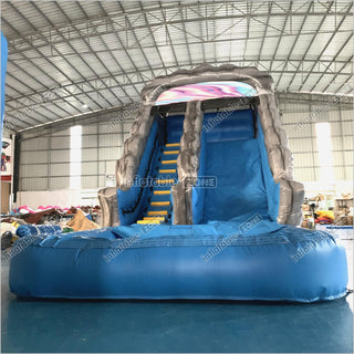 Commercial Indoor Wavy Marble Water Slide Kids Large Inflatable Wet Dry Water Slide With Swimming Pool