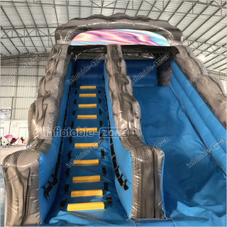 Commercial Indoor Wavy Marble Water Slide Kids Large Inflatable Wet Dry Water Slide With Swimming Pool