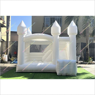 White Combo Inflatable Castle With Slide Best Outdoor Trampoline Jump Party Bounce House And Slide Rentals