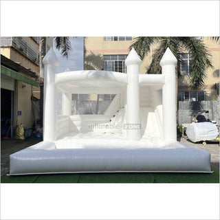 White Inflatable Bouncy Castle With Ball Pit Party Jumper Bouncer Backyard Bounce House And Slide Combo