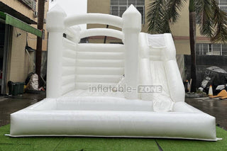 White Wedding Bouncy Castle With Slide Combo Inflatable Party Bounce House With Ball Pit Pool