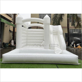 White Wedding Bouncy Castle With Slide Combo Inflatable Party Bounce House With Ball Pit Pool