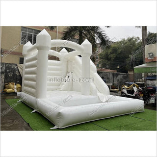 White Wedding Bouncy Castle With Slide Combo Inflatable Party Bounce House With Ball Pit Pool