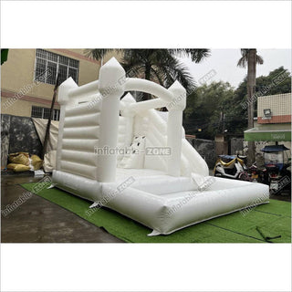 White Wedding Bouncy Castle With Slide Combo Inflatable Party Bounce House With Ball Pit Pool