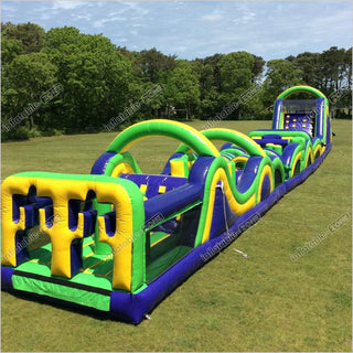 Inflatable Obstacle Course Bounce House Castle with Large Slides Bounce Area and Obstacles Inflatable Bouncer House Jumper Inflatable Adrenaline Rush Beach