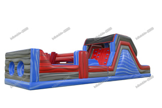 Happy Hop Obstacle Inflatable Course Bouncer Double Lane Slide Inflatable Rock Wall Obstacle Course Jumper