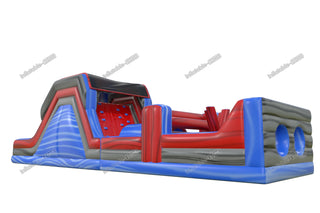 Happy Hop Obstacle Inflatable Course Bouncer Double Lane Slide Inflatable Rock Wall Obstacle Course Jumper