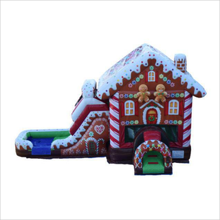 Christmas Gingerbread Castle Combo Bounce House Jump And Double Slide Bouncer All Fun Bouncing Inflatables