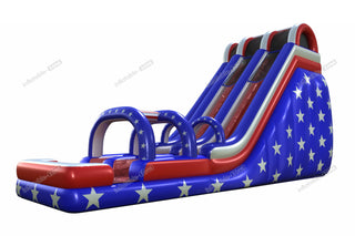 20 Foot American Flag Inflatable Water Slide Jumper Arch Blow Up Double Water Slide With Pool