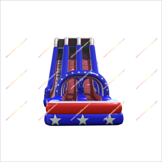 20 Foot American Flag Inflatable Water Slide Jumper Arch Blow Up Double Water Slide With Pool