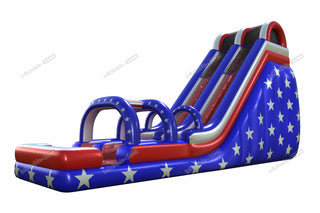 20 Foot American Flag Inflatable Water Slide Summer Blow Up Arch Double Lane Water Slide